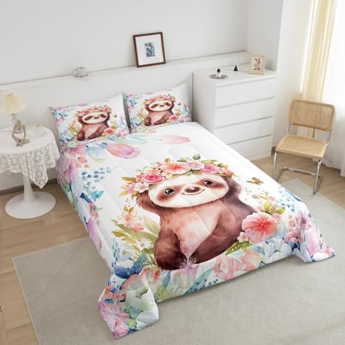 Feelyou Cute Sloth Comforter Set Twin Size Boys Girls Teens