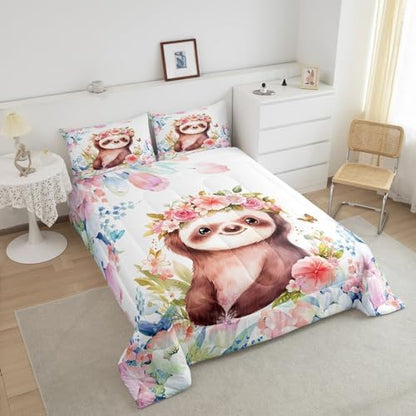 Feelyou Cute Sloth Comforter Set Twin Size Boys Girls Teens