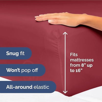 King Size 4 Piece Sheet Set - Ultra Soft & Cooling Sheets - Berry