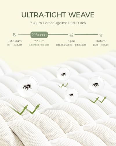 FAUNNA 100% Cotton Bed Bug Dust Mite Mattress Protector Cover Full 12 Deep