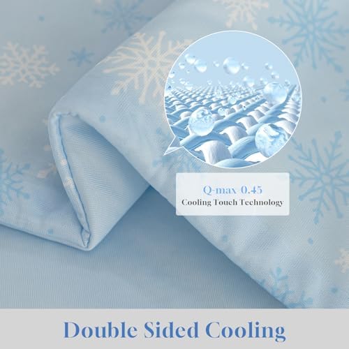 CHOSHOME Cooling Comforter Cooling Blanket, Q-Max 0.45 Cool Sleeping Summer Blanket for Hot Sleeper Night Sweats, Super King 96" x 120", Blue 02