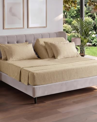 Flex Top Split Head King 6 Piece Sheet Set - Soft & Cooling - Heathered Tan
