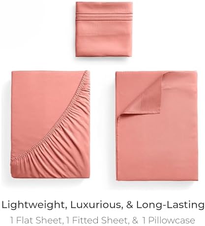 Mellanni Iconic 3-Piece, Ultra Soft Sheet Set (Twin, Coral)
