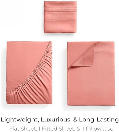 Mellanni Iconic 3-Piece, Ultra Soft Sheet Set (Twin, Coral)
