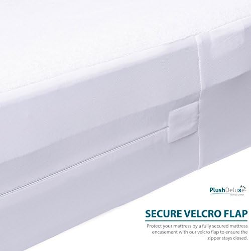 PlushDeluxe Twin Size Premium Mattress Encasement - Zippered Waterproof, Bedbug Proof Design, 6-Sided Protection - Hypoallergenic Cotton Terry Fabric 12-15" Depth