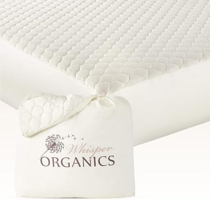Whisper Organics 100% Cotton Organic Quilted Mattress Pad Protector
