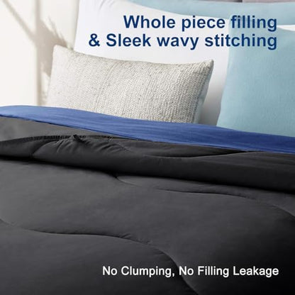 MEELUS Lightweight Comforter Cooling Black, All Season Duvet Insert