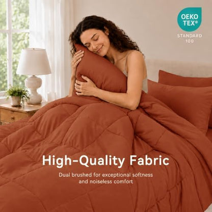 Anluoer Queen Comforter Set 7 Piece, Soft Bed in a Bag Queen Bedding Sets