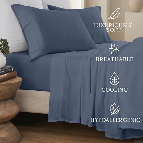 KARISSA MAE 6 Piece Luxury Bamboo Viscose Queen Sheet Set, 4 Pillowcases