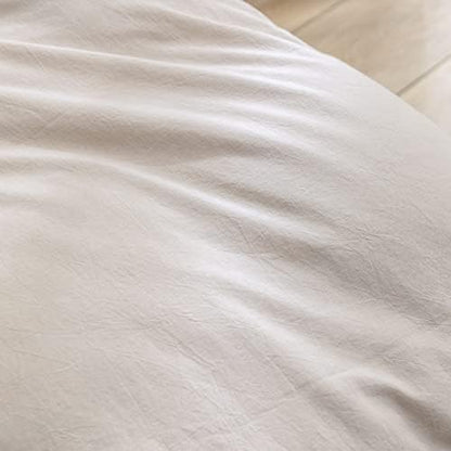 BESTOUCH Cotton Solid Duvet Cover Set Linen Feel Linen Grey California King