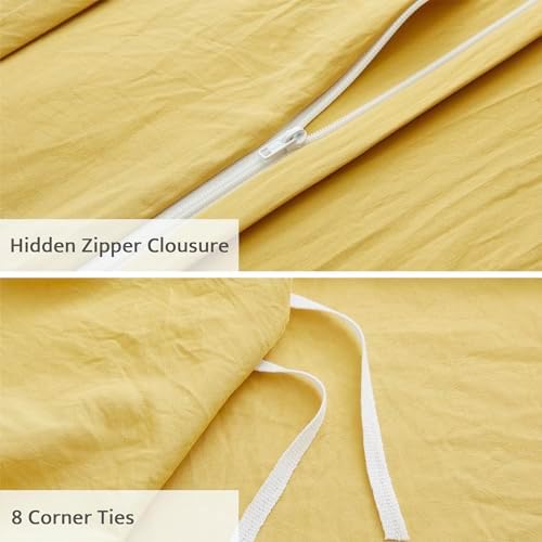 Oli Anderson 3PCS Pleated Duvet Cover Set, Mist Yellow, King