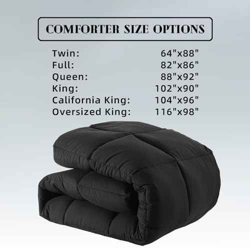 DOWNCOOL Comforters Oversize King Size, Black Duvet Insert, Lightweight