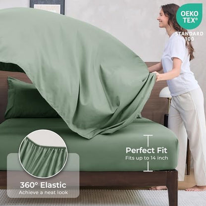 HEVUMYI 7-Piece Full Comforter Set, Sage Bed in a Bag