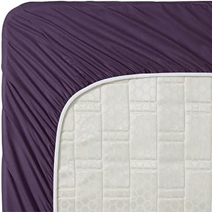 Clara Clark Bed Sheets, Premier 1800 Series 4 Piece Bed Sheet Set, Deep Pocket, Wrinkle, Fade, Stain Resistant, Luxury Soft Bedding Sheets & Pillowcases, Queen, Purple Eggplant