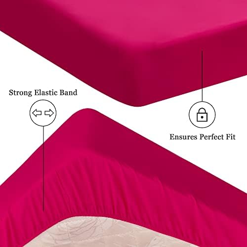 Sufdari Waterproof Mattress Protector, Mattress Cover Twin Size for Bed,18" Deep Pocket Fitted Sheet Style Mattress Protector with Elastic Rubber Band-Deep Pink,Twin