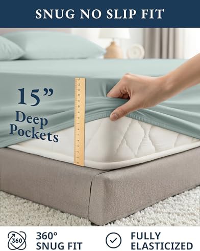 LANE LINEN California King Sheet Set 100% Organic Cotton Soft - French Blue