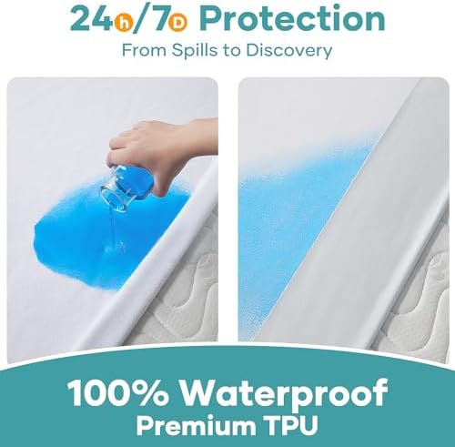 OhGeni Waterproof Mattress Protector, Twin Size Mattress Pad Fitted with Deep Pocket 6"-18", Breathable Noiseless & Soft, Washable Dirt-Proof Mattress Cover for Home, Hotel, White, Daybed Cover