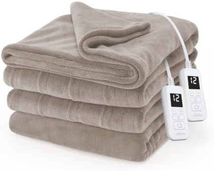 Sunbeam Electric Heated Blanket Royal Luxe Microplush Beige King 90x100