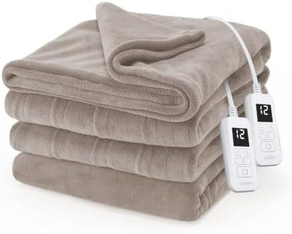 Sunbeam Electric Heated Blanket Royal Luxe Microplush Beige King 90x100