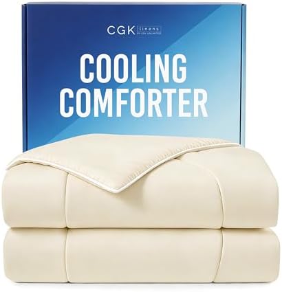 Cooling Comforter Queen Size - Cooling Summer Blanket - 90x90 (Off White)