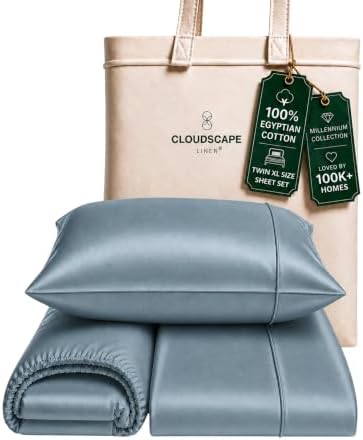 CLOUDSCAPE Millennium Series Egyptian Cotton Sheets TwinXL Size, FrenchBlue