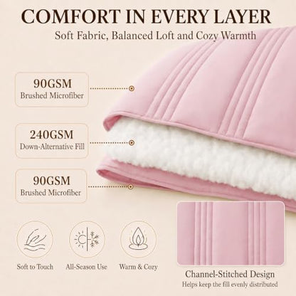CozyLux Queen Comforter Set Pink - 7 Pieces Bed in a Bag