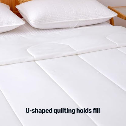 Amazon Basics Cooling Comforter, Temperature Regulating Blanket for Hot Sleepers, Summer & All Season Bedding, Lightweight, 68"x90", Twin, White