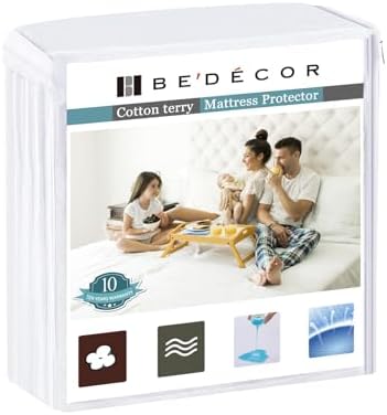 Bedecor Twin XL Split King Waterproof Mattress Protector Fits 9-18" Depth