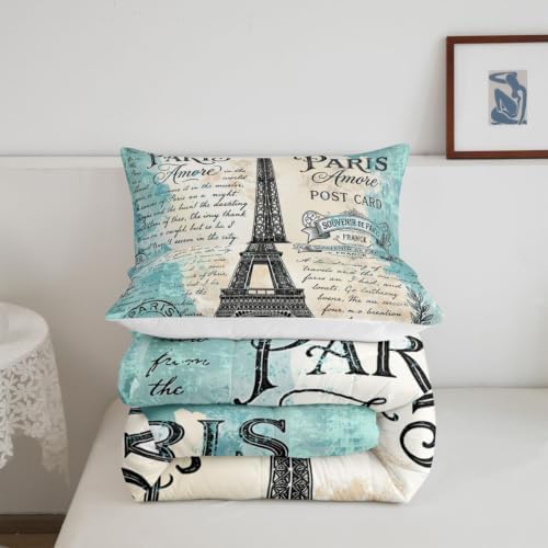 Feelyou Eiffel Tower Comforter Girls Women Bedding Set Toddler Size