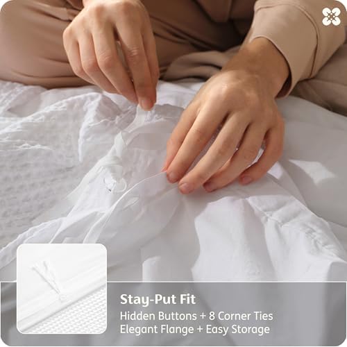 Bedsure PureWoven Cotton Waffle Weave Duvet Cover, King, Duvet Cover Only