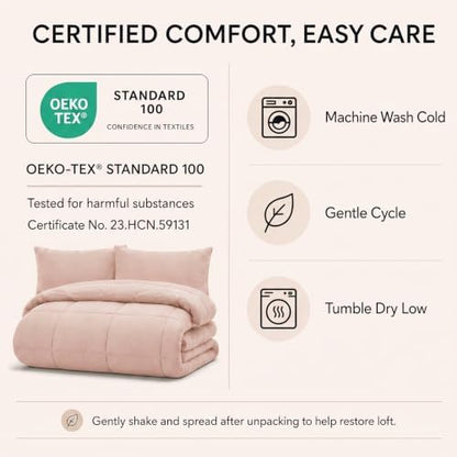 CozyLux Twin XL Comforter Set Blush Pink - 5 Pieces Twin XL Bed in a Bag