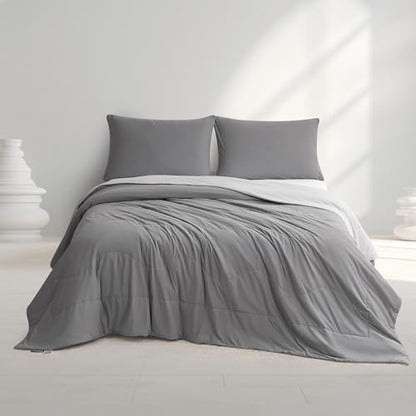 Hotel Grand Cooling Comforter for Hot Sleepers, Cooling Blankets Twin Size, Q-Max>0.4, Breathable and Soft, Lightweight Blankets for Summer (Grey, 68" x90”, Packed with Cooling Pillowcase)