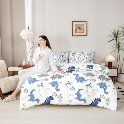 Feelyou Cute Dinosaur 7 Piece Bedding Set for Kids