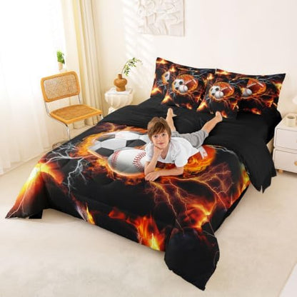 Erosebridal 3D Sports Print Comforter Sets with Sheets -