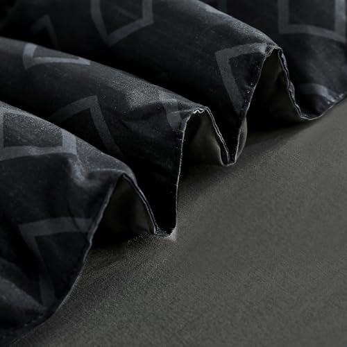 Cottolester Boho Comforter Set King Size,Black Gray Striped Bed in a Bag