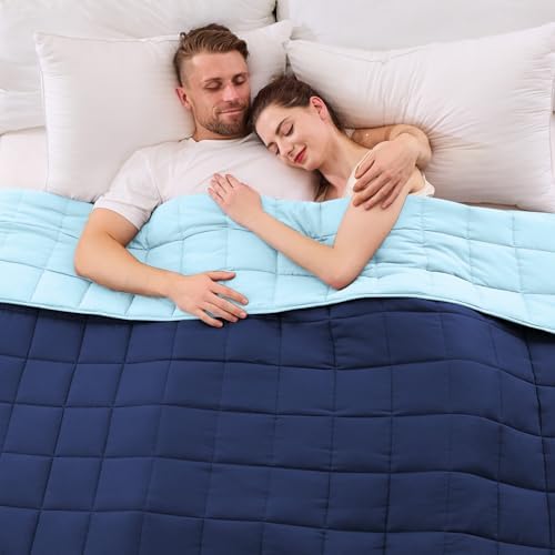 yescool King Size Weighted Blanket for Adults 30lbs, 80” x 87”, Navy & Blue