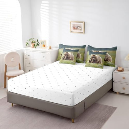 Erosebridal Grizzly Bear Comforter Set Twin Brown Bear Family 7 Piece Bedding Set Rustic Farmhouse Bed in a Bag Country Animals Sheet Set with Comforter Western Hutning Cabin Lightweight Decor