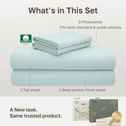 California Design Den Luxury 600 Thread Count Full Size Sheets Set, Aqua