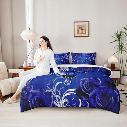 Feelyou Cute Butterfly Comforter Set Queen Size 7 Pieces 3D Butterflies