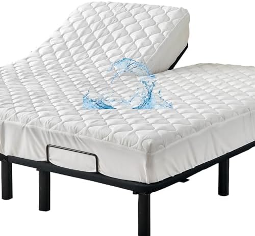Kingnex Waterproof Split Top Cal King Mattress Protector for Adjustable Bed