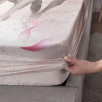 HOSIMA Floral Horse Fitted Sheet Full,1 Fitted Sheet+2 Pillowcases.