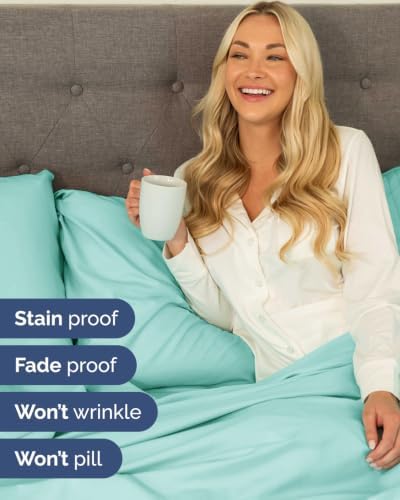 Extra Deep Flex Top Split Head King Sheet Set - 6pc Bed Sheets - Spa Blue