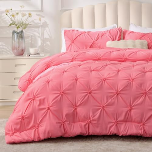 BEDELITE Twin Comforter Set Strawberry Pink,Lightweight & Soft Comforter