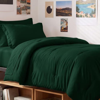 CozyLux Twin XL Comforter Emerald Green, 5 Pieces Bed in a Bag