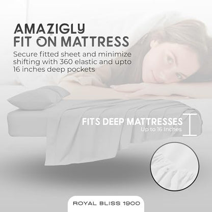 Split King Sheets Set with 2 Twin XL Fitted Sheet - 5 Piece Bedding - Wrinkle Free, Fade Resistant, Double Brushed Microfiber - Deep Pockets/Easy Fit - (White)