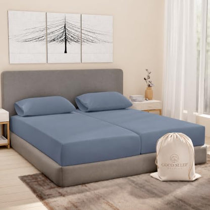 100% Egyptian Cotton Split King Sheets Sets for Adjustable Bed, Slate Gray