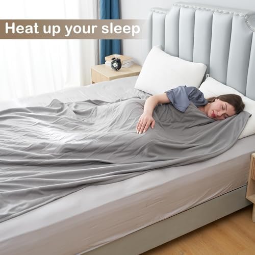Eydna Electric Heated Blanket Full Size 72"x84",Fast Heating Throw, Soft Fleece for Bed & Sofa, 10 Hours Auto Off & 4 Heating Levels, Machine Washable, Gifts for Grandma & Family-Light Gray