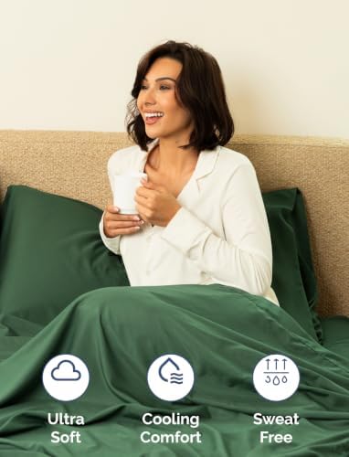 Extra Deep Pocket Queen Sheet Set - Breathable & Cooling - Emerald Green