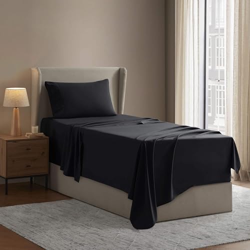 Nestl Twin XL Sheet Set - Bed Sheets - Black - 3-Piece Deep Pocket