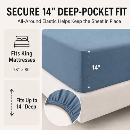 CozyLux Oversized King Comforter Set Dusty Blue - 7 Pieces Bed in a Bag